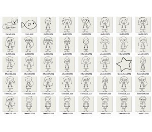 Stickserie - Familienbaukasten Strichmännchen Familie Strichmännchen